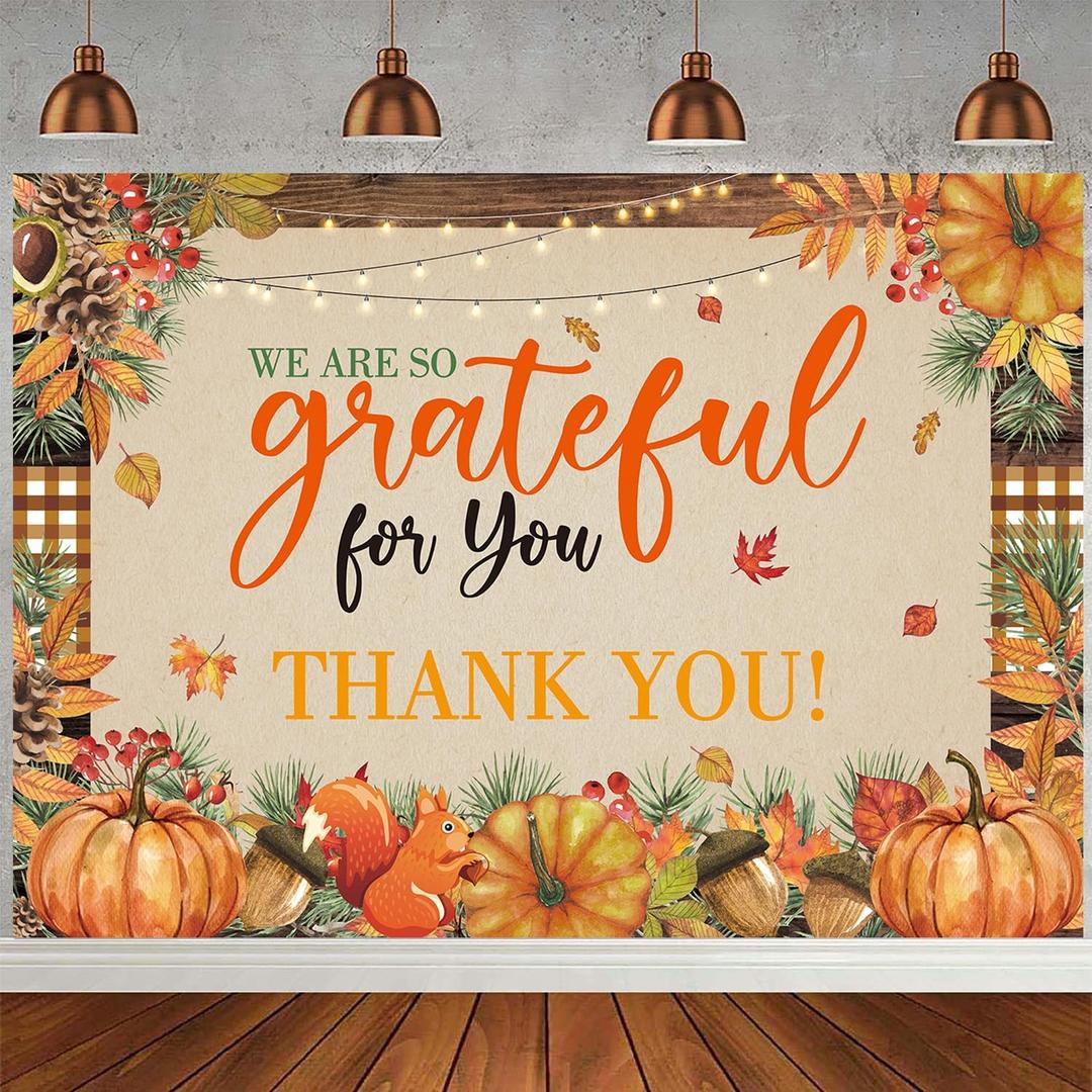Fall Thank You for All You Do Banner Backdrop Autumn Thanksgiving We are So Grateful for You Party Background Pumpkin Friendsgiving Party Decorations Banner Photo Booth Props (82x59 inch (7x5FT))