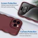 Anuck for iPhone 15 Pro Case Wave, Curly Frame Design for Women Girls, Cute Wavy Solid Color Aesthetic Phone Case Soft Flexible TPU Shockproof Full-Body Protective Cover 6.1" - Wine Red