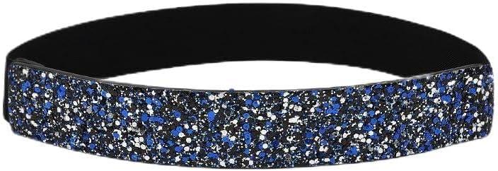 COTIM COYIN Women's Rhinestone Stretchy Waist Belt, Shiny Party Waist Belt (Blue)