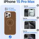 Magnetic for iPhone 15 Pro Max Case[Compatible with MagSafe][Military-Grade Drop Protection][Anti-Yellowing]Shockproof Protective Translucent Matte Cover for iPhone 15 Pro Max Phone Case,Brown