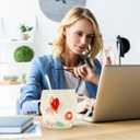 Cute Ceramic Coffee Mugs Gifts for Women Mom Grandma Mug Flower Tea Cup Set Butterfly Gift for Woman Ladies Her Valentine Birthday Mothers Day Unique Christmas Mug Gifts Cool Girly Fun Floral Teacup (Red)