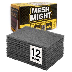 12-Pack 6"x9" Non-Woven Scuff Pads - Gray P800 - Aluminum Oxide Abrasive for Scouring, Sanding, Paint Primer Prep - Automotive, Auto Body, Woodworking, Surface Preparation (Gray)