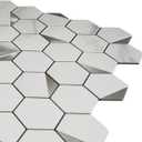 Metal Tile Backsplash with RetroLook - (Hexagon White Marble Mixed Silver 5pc/Pack) Metallic Peel and Stick, Luxury Wall Remodelling in Affordable Price, Ideal for Kitchen, Bathroom, Stairway