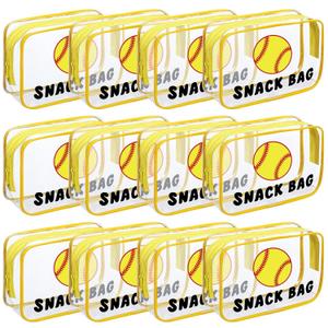 12 Pcs Softball Snack Bags for Team Gifts Softball Goodie Treat Candy Pouch Bags Clear PVC Waterproof with Zipper Party Favors for Team Ground Birthday Gifts Sport Supplies