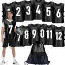 Scrimmage Training Vest (12 Pack) Team Sports Pinnies Jerseys for Adult Youth Soccer Bibs Numbered Practice Jerseys (Medium, Black)