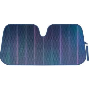 BDK Iridescent Matte Black Front Windshield Sunshade Accordion Folding Style Auto Shade for Car Truck SUV Van Blocks UV Rays Sun Visor Protector Easy Setup Keeps Your Vehicle Cool - 58 x 27 inches
