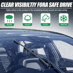 Double Sided Rubber Strips windshield wipers, Replace for 2017-2022 Sportage/2019-2021 Santa Fe, Wiper Blades Replacement-26"/16"/11" (Set of 3) U/J HOOK,Will Last 2x As Long