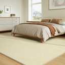 Solid Washable Area Rug - 9x12 Medium Pile Faux Cashmere Carpet for Living Room Bedroom, Cream