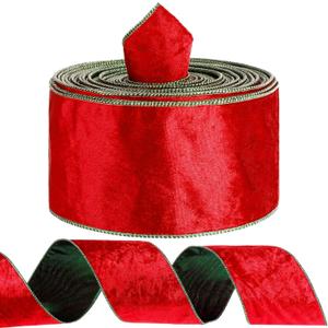 Suncalla Red Velvet Ribbon 4 Inch Wide x 20 Yards Christmas Double Sided Wired Ribbon Gift Wrapping Floral Arrangements Christmas Tree Decoration Bows Wreaths Home Decor