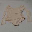 Chunpin Women's Bodysuits Square Neck Long Sleeve Bodysuits Mesh Ruched Thong Body Suit Outfits Going Out Tops (Medium)