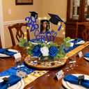 Yunsailing 8 Set 2026 Graduation Centerpiece Class of 2026 Table Photo Display Stand Decor with 8 Hoop Centerpiece 16 Toppers 48 Artificial Flowers and Leaves for Grad DIY Craft Party(White and Blue)