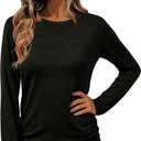 MAGICMK Womens Long Sleeve Shirts Business Casual Tops Blouse Fall Trendy Tshirt Outfits Clothes (Black, XL)