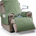 Ruaozz 100% Waterproof Recliner Chair Cover Non-Slip Oversized Reclining Cover for Large Recliner Chair Washable Chair Seat Cover with Elastic Straps for Kids, Dogs, Pets (Fern Green, 28'')