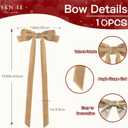 10Pcs Large Velvet Christmas Tree Bows, 20in x 8in Premade Vintage Ribbon Tree Topper Bows Ornaments for Staircase Garland Wreath Holiday Home DIY Crafts Decorations, Khaki