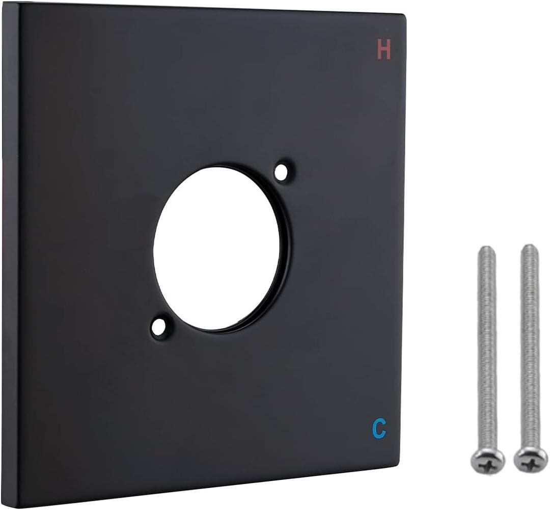 Replacement Escutcheon Plate for Delta 13/14 Series, for One-Handle Tub and Shower Faucets, Single Metal Square Shower Escutcheon Kit, Matte Black