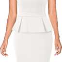 VFSHOW Womens 2025 Summer Work Business Office Bodycon Dress Square Neck Peplum Slim Career Church Pencil Sheath Dresses XXL