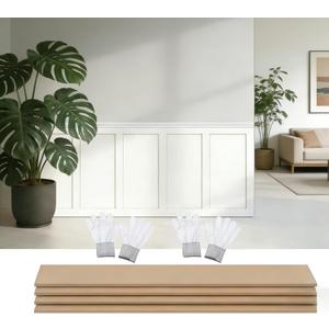 94.5in x 47.2 in MDF Board and Batten Wall Panel Kit Premade Wainscoting Panels Decorative WallAccent Wall Panel for Kitchen Bedroom Living Room Home Decor Covers (94.5"L x 47.2"W)