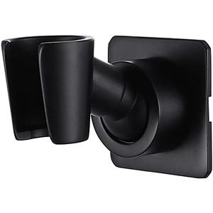 Shower Head Holder All Meta Handheld Shower Wand Bracket Adhesive Shower Wall Mount Holder Brass Shower Spray Holder Black, Glue Installation