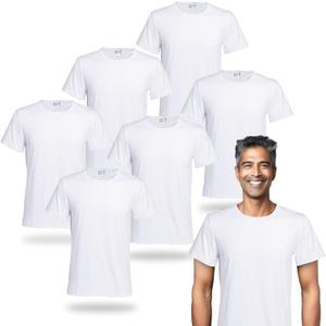 Polyester Adult T-Shirts for Sublimation, 6 Pack, White, Crew Neck, Short Sleeve (Large)