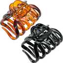 2 Pieces 3.5'' Large Octopus Claw Clips for Thick Long Hair, Big Hair Clips for Women, Strong Hold Hair Claw Clips, Bright Non-slip Jaw Hair Clips (Black and Tortoise)