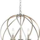 ANJIADENGSHI Modern Globe Chandelier, Brushed Nickel Pendant Lighting for Kitchen Island, Metal Adjustable Hanging Light Fixture for Dining Living Room Foyer Bedroom