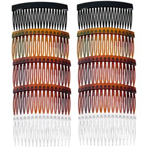 MARY LAVENDER Side Hair Combs for Bangs, French Twist, and Decorative Styling Hair Accessories Clip Comb for Women and Girls 10 pcs (16 teeth Normal, Color 3)