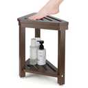 Boulphia Shower Foot Rest 14in, Acacia Wood Shower Stool for Shaving Legs (Walnut)