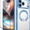 OOK Magnetic Case Made for iPhone 17 Pro 6.3 Inch (Compatible with MagSafe) Clear Phone Cover with Screen Protector Soft TPU Anti-Scratch Shockproof Protective Case for Women Men - Blue