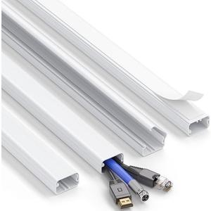 ZhiYo Large Capacity Wire Hiders for TV on Wall, 63in (4xL15.8in) PVC Cable Cover, Snap and Lock Design, White Cord Covers for Wires on Wall, Set of 3