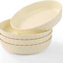 Dinner Plates Set of 4, 8 Inch Ceramic Salad Plates With High Rim for Pasta, Salad, Steak and Main Course, Microwave, Oven and Dishwasher Safe - Apricot