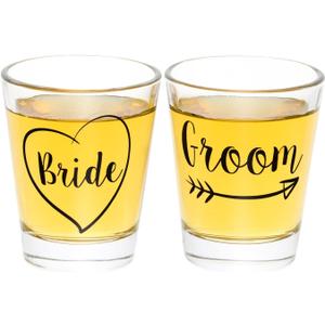 2 x The Plympton Company Bride and Groom Shot Glass Set