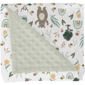 Whimsical Animals Baby Blankets for Girl Boy Cute Animals Spring Soft Mink Dotted Backing Double Layer Swaddle Blanket Bear Deer Bunny Rainbow Greenery Bed Throw for Infant Toddler Nursery 30x40