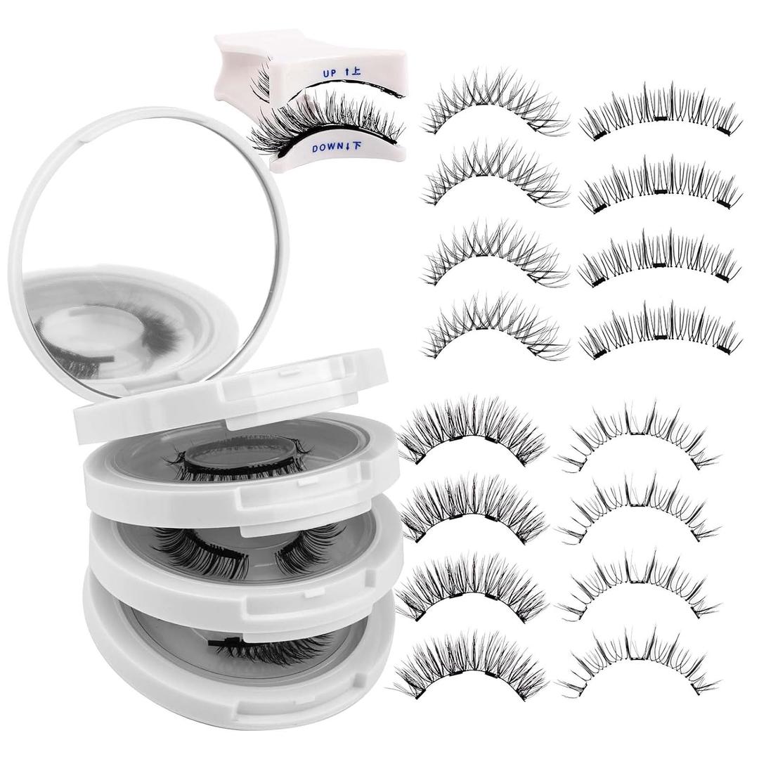 FADLASH Magnetic Eyelashes with Applicator 4 Pairs Magnetic Lashes Natural Look No Glue Needed Reusable Easy to Wear False Eyelashes (KS01+B1+MC+K8)