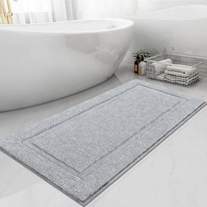 SHACOS Super Soft Bathroom Rugs Runner 20x47 inch Non Slip Washable Long Bath Rugs Bath Mats for Bathroom Floor Tub Shower Decor Accessories, Grey 