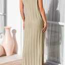 Fisoew Women Summer Sleeveless Maxi Dress Scoop Neck Ribbed Knit Tank Dress | Maternity, Sweater Dress, Cozy Fabric, Loose Fit, Long Dress, Round Neck, Going Out, Pregnancy (Brown)