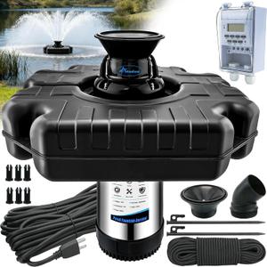 Pond Fountain Aerator, 1HP 750W Floating Fountain Aerator System for Outdoor Small Large Pond Lake, 110V 15000 GPH Fully Automatic Stainless Steel Fountain Pump with 100 Feet Power Cord