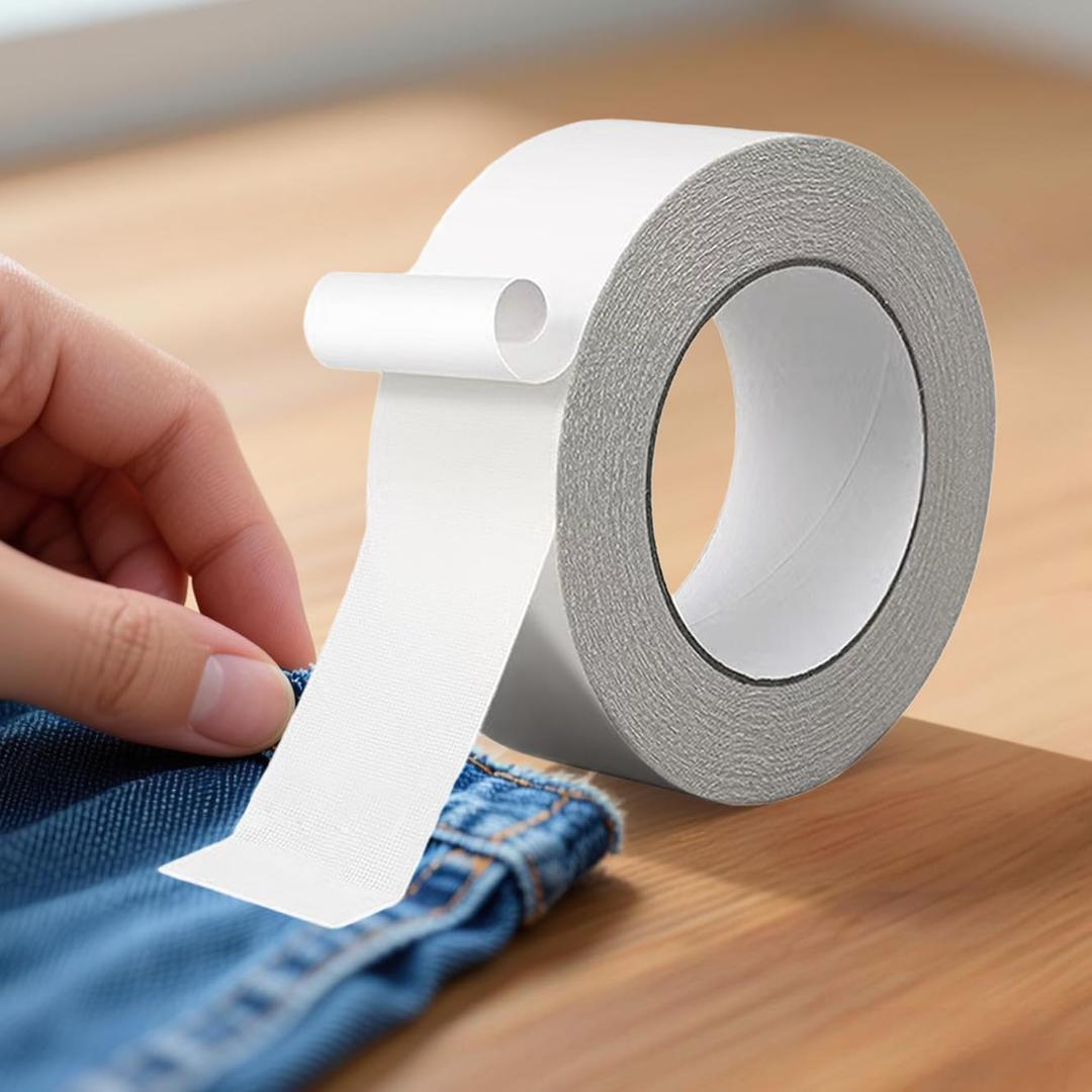 Hem Tape for Pants, 1In X 40FT Double Sided Fabric Tape Heavy Duty, Stitch Witchery Hemming Tape for Curtains, No Sewing Ironing Hem Tape for Curtains, Dress, Jeans, Clothing, Rug, Carpet, Arts