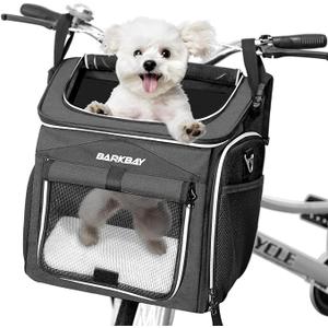 Dog Bike Basket Carrier, Expandable Foldable Soft-Sided Dog Carrier, 2 Open Doors, 5 Reflective Tapes, Pet Travel Bag,Dog Backpack Carrier Safe and Easy for Small Medium Cats and Dogs(Black)