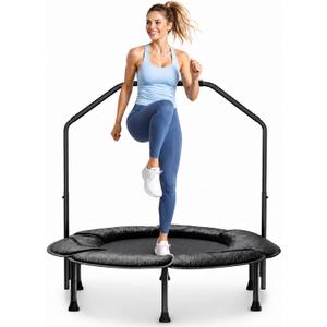 Juturna 40" Foldable Mini Trampoline, Rebounder Trampoline for Adults, 450lbs Capacity with Bungees, Adjustable Handle, Stable & Quiet, Fitness Trampoline for Kids