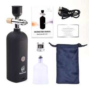 Portable Electric Beard Oil Spray Machine, Cordless Atomizer Sprayer Airbrush Gun for Beard Wash and Conditioner, Nano Mist Sprayer Air Brush Kit for Men's Beard and Mustache (Black, Bare Tool)