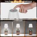 Wine Bottle Lamp,LED Cordless Bottles Table Lamp Rechargeable via USB-C for Liquor Bottles,3 Color Dimmable Touch Small Bedside Decorative Lamp for Home Decor,Living Room&Bar,Restaurant(White-2Pack)