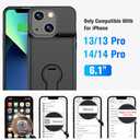 Battery Case for iPhone 13/13 Pro/14/14 Pro, Charging Case with Stand 7000mAh Rechargeable Ultra-Slim Anti-Fall Protection Extended Charger Cover for iPhone 14/14Pro/13/13 Pro Battery Case 6.1" Black