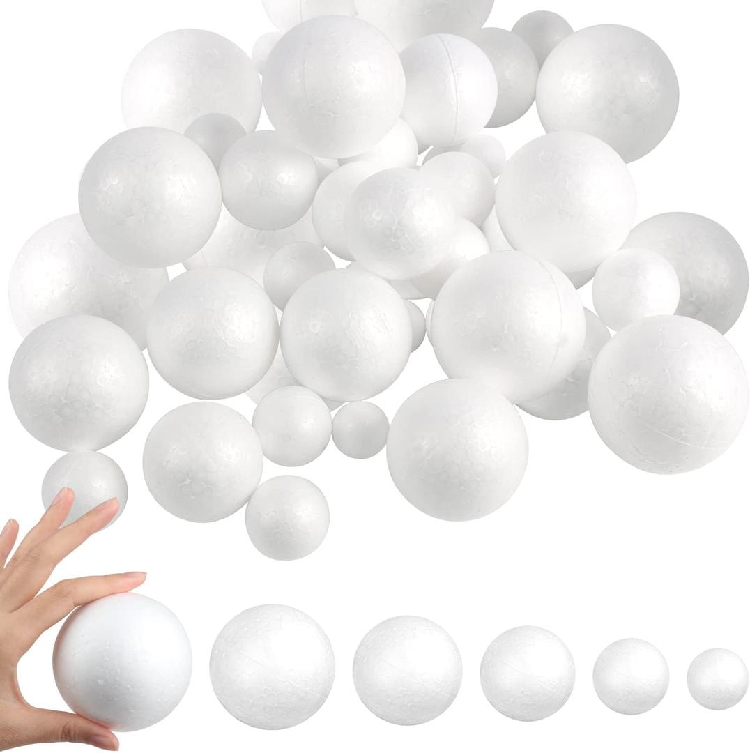LOKIPA 30 Pieces Polystyrene Balls, 6 Sizes White Foam Balls 3-8cm Craft Foam Balls for School Project, Art, DIY Craft and Party Decoration