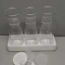 Glass Pitcher, 1 Liter Carafe for Mimosa Bar, 2 Pcs, Square Pitcher with Lid and Spout, Juice Container for Fridge, Cold Brew, Milk, Water Dispenser, Tea, Creamer, Sangria (3 Lids & 2 Spouts)