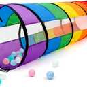 Kids Play Tunnel for Toddlers, Large 21" Colorful Rainbow Pop Up Crawl Through Tunnel Tent for Baby or Pet with Breathable Mesh, Indoor & Outdoor Kids Tunnel for Babies, Cat, Dog, Pets.