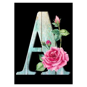 YOYA Diamond Painting Kits for Adults, 5D Diamond Painting Letters, DIY Full Drill Flowers Letters Diamond Art, Gem Painting Kit for Home Wall Decor 12 x 16 Inch (T)