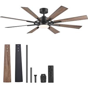 VONLUCE Ceiling Fans with Lights, 60 Inch Ceiling Fan and Remote, 3CCT, 6 Speeds Reversible Quiet DC Motor, Ceiling Fan for Living Room Farmhouse Bedroom Kitchen Patio Indoor, Black