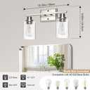 Unicozin 2 Light Bathroom Light Fixtures, Modern Vanity Lights Over Mirror, Brushed Nickel Wall Lamp with Clear Glass for Living Room Cabinet Bedroom Porch