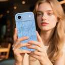 MZELQ for iPhone Air Case 2025 Case, Silicone Sunflowers Floral Flowers Cute Pattern, Camera Protection Slim Soft Phone Cover for Girls Women -Blue