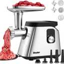 Sinyder Electric Meat Grinder: 2800 Max Stainless Steel Meat Mincer with 2 Blades 3 Plates 3 Sausage Tubes & Kubbe Kit Meat Grinders for Home & Kitchen Use